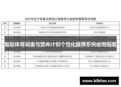 智能体育减重与营养计划个性化推荐系统使用指南